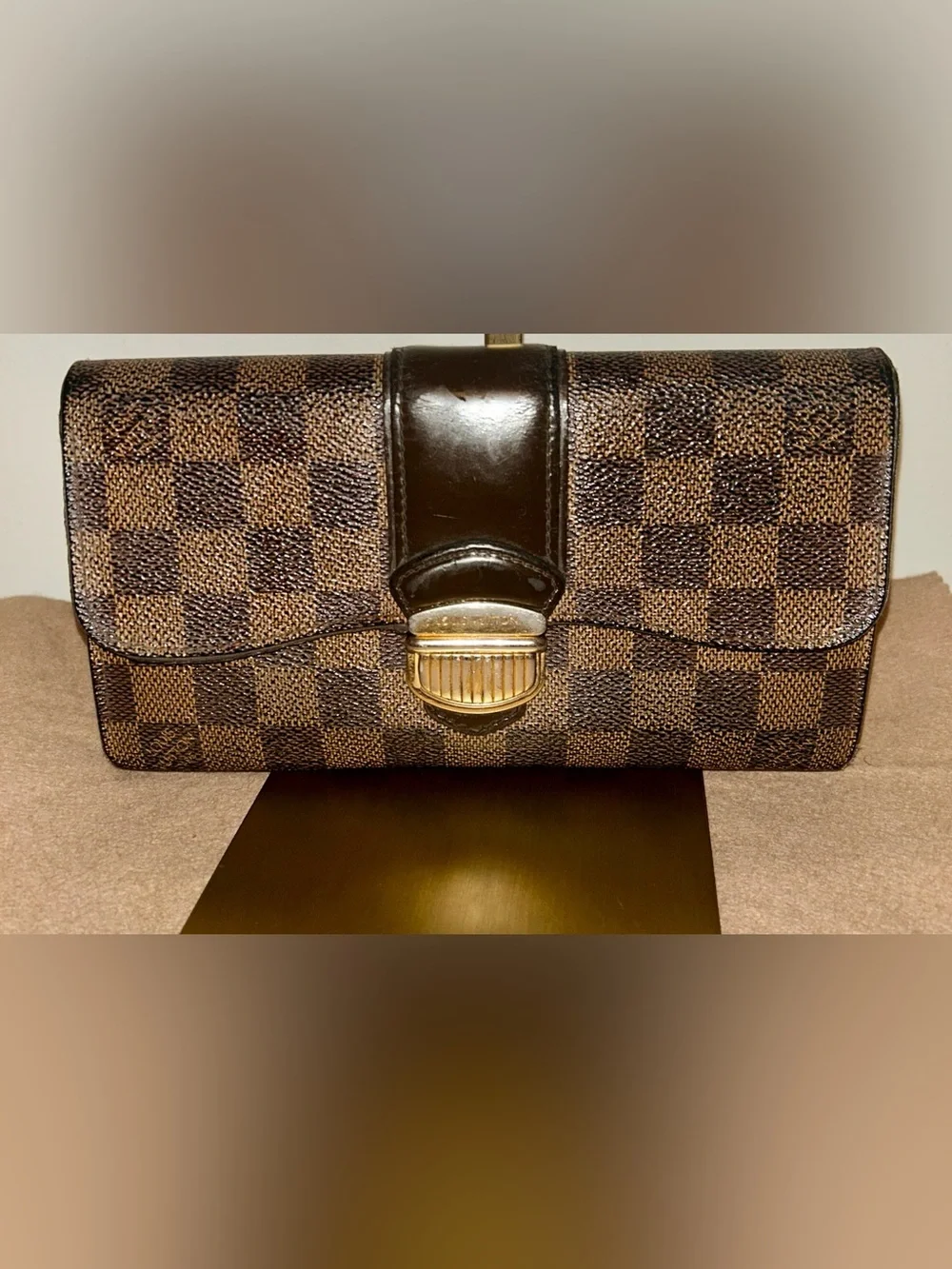 Louis Vuitton Damier Ebene Sistina Portefeuille Wallet.